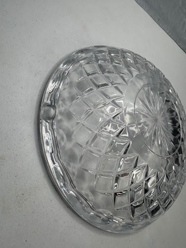 Posacenere vintage in vetro trasparente taglio diamantato base starburst pesante 7 pollici - Foto 5 di 7