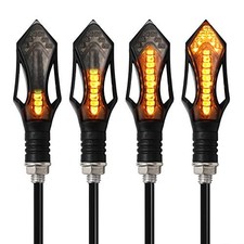 4PCS Motorcycle Turn Signal Lights - Flowing LED Amber Indicators for