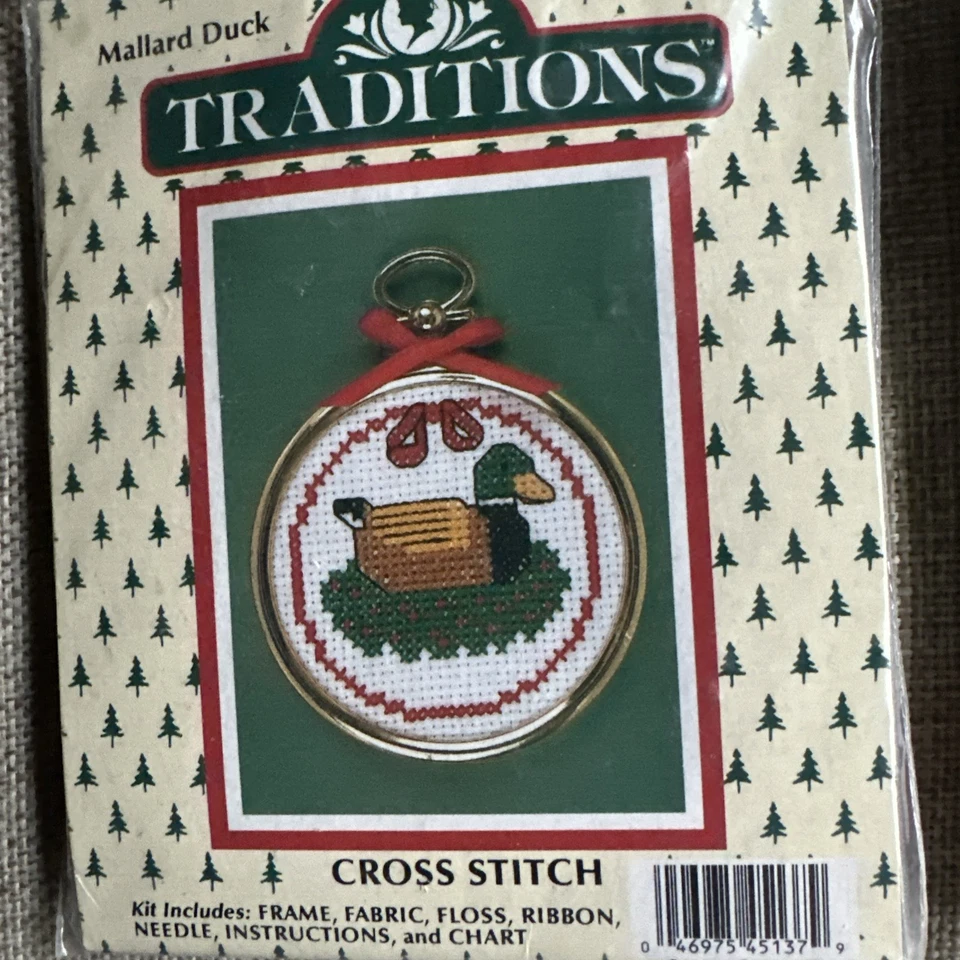 Lot 4 Traditions Cross Stitch Ornament Kits Ducks, Stocking, Rocking Horse, NIP - Image 4 of 4