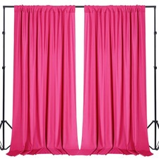 2 PCS Fuchsia Polyester Photo Backdrop Drapes Curtains Wedding 10x10 FT