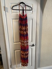 Mossimo Supply Co. Colorful Maxi Bohemian Dress geometric crochet Size M