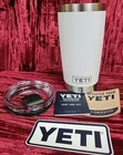 YETI Rambler Tumbler 20 oz Magslider Lid White STAINLESS NEW STICKER TAG TAGS