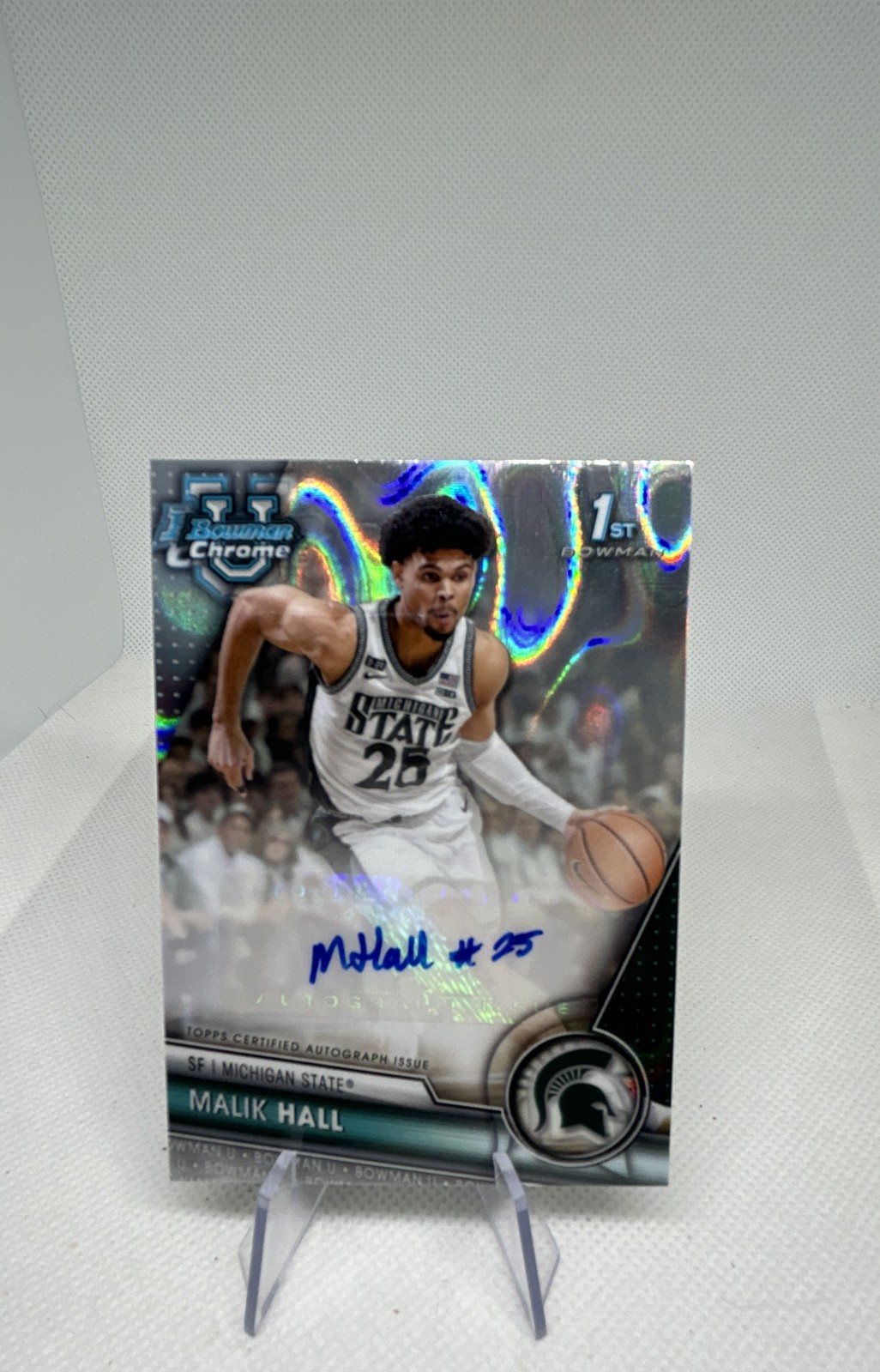2023-24 1st Bowman University Chrome Prospect Autographs Malik Hall /199 D254