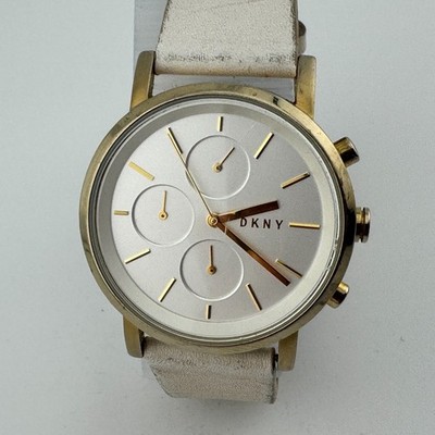 DKNY Quartz Watch NY-2337 Women 50m Gold Tone Steel Leather  display picture 1
