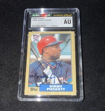 Kirby Puckett Signed 1987 Topps Baseball Card CGCxJSA Slabbed Minnesota Twins