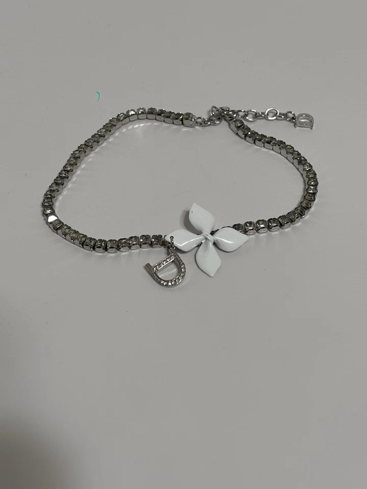 Vtg Christian Dior by John Galliano Silver Crystal Cherry Blossom Choker - Image 2 of 4