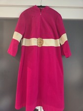 Vintage 60s/ 70s Vassarette Fuchsia Cream Color Block House Robe, M/L