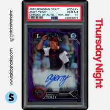 2016 BOWMAN DRAFT ANDY YERZY 1ST PROSPECT AUTO PURPLE REFRACTOR /250 PSA 10