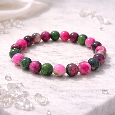 Persian Jade Gemstone 8mm Beaded Stretch Bracelet Natural Crystal Jewelry