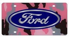 Ford Blue Oval Pink Camo Acrylic License Plate