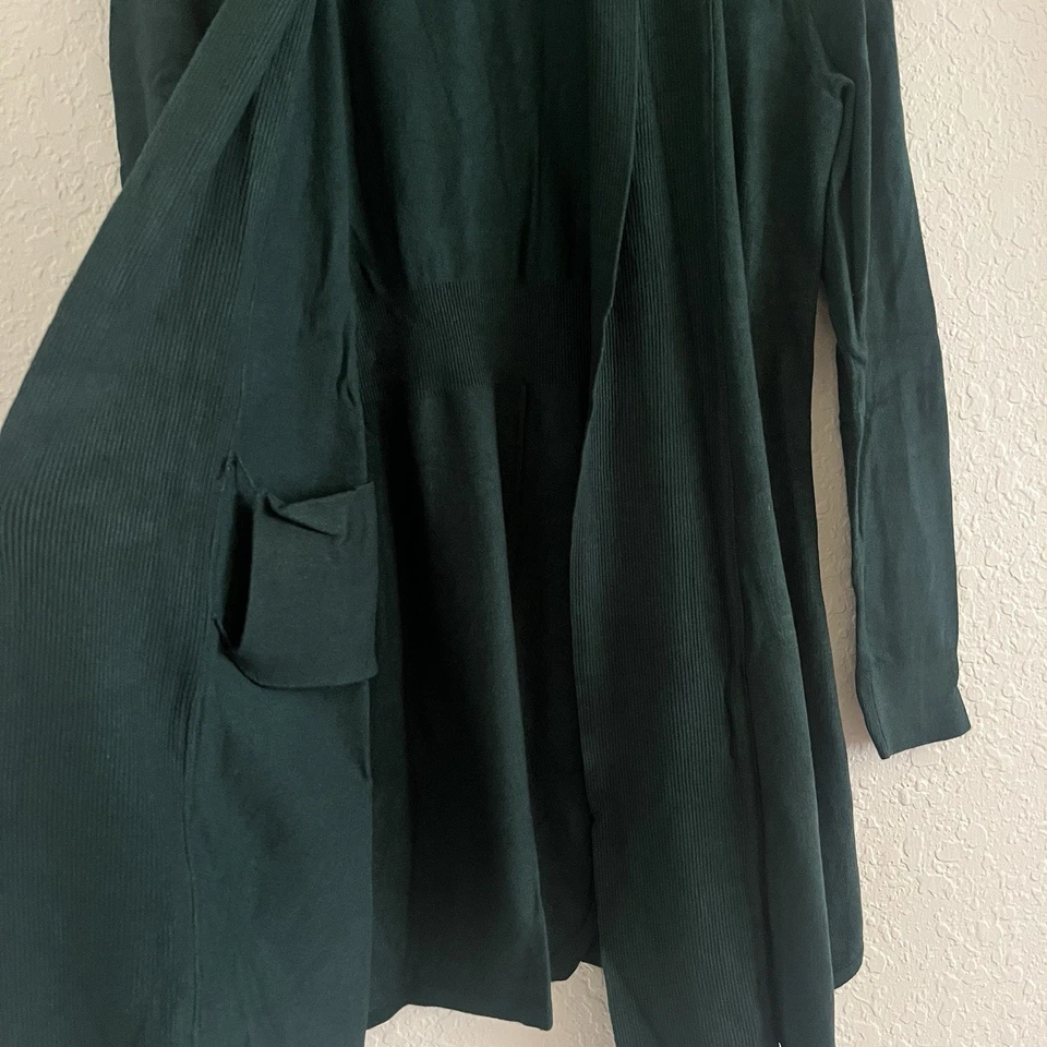 White House Black Market Women’s Green Ribbed Open Front Cardigan Sweater XS - Image 4 of 4