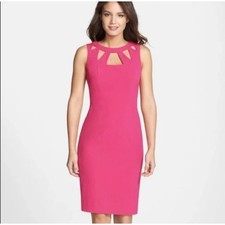 Eliza J. Women's Sleeveless Cutout Hot Pink Sheath Dress Size 2