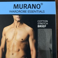 Murano Mens Medium 32-34 Low Rise Brief Cotton Stretch 3 Pack Black Navy Gray
