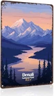Vintage Metal Wall Sign Denali National Park Poster Decor 8X12Inch