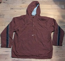VINTAGE NIKE WINDBREAKER JACKET LINED 2XL MAROON BLACK 90'S SWOOSH SPELLOUT
