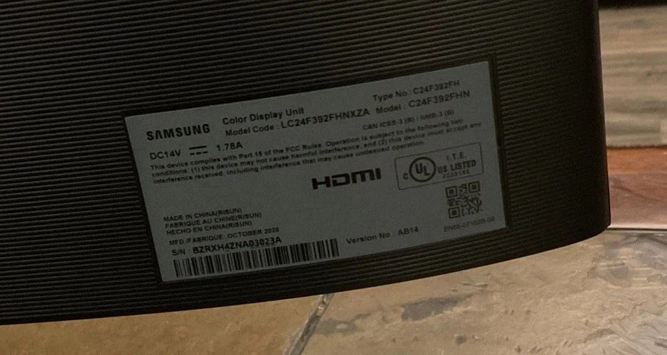 Samsung C24F392FHN 24" HD LED Curved Monitor - Black - Image 4 of 4