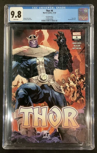 CGC 9.8 THOR VOL 6 #6 2ND PTG WRAPAROUND THANOS VARIANT COVER COMIC BOOK CATES