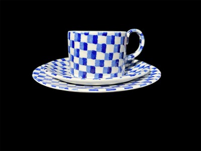 Super Rare Burleigh Ironstone Chequers Blue white Tea Trio set | eBay