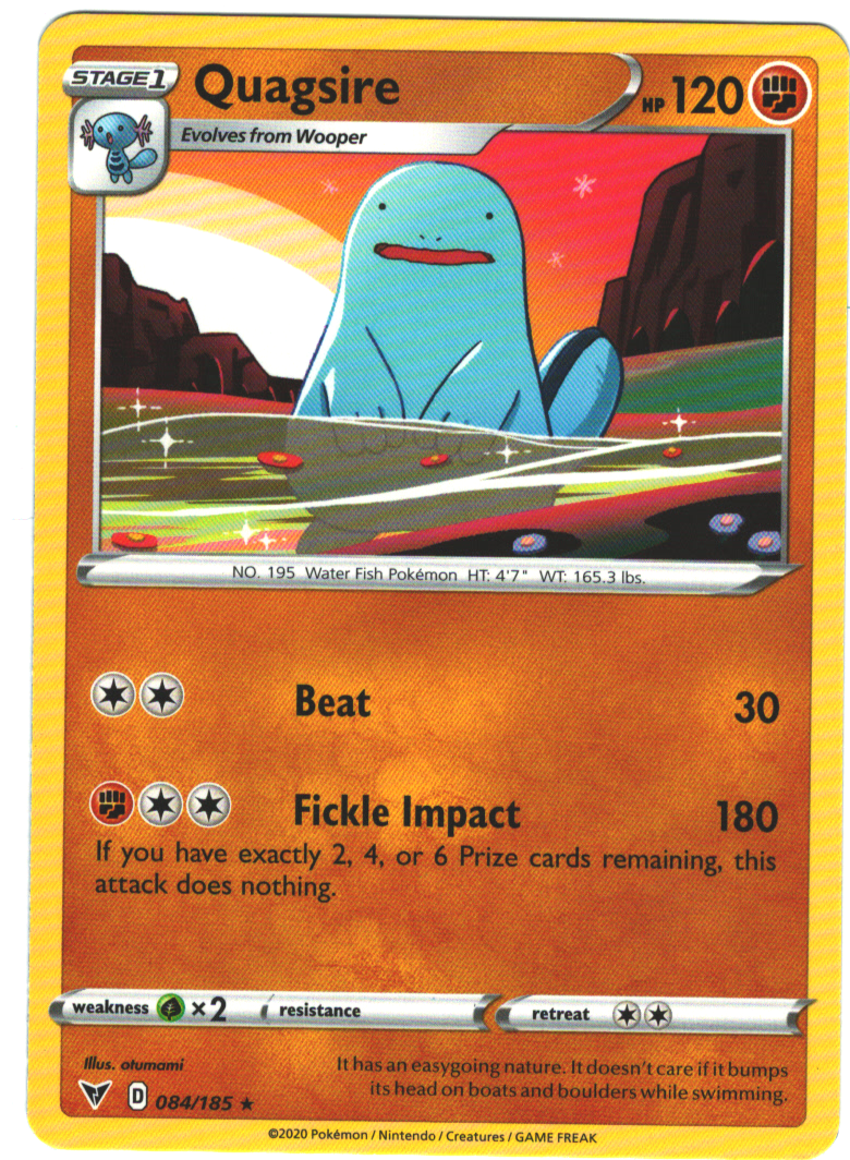 ボケモン　BILIGER　ヴィンテージ Quagsire 84/185 Vivid Voltage Regular Rare Pokemon Card