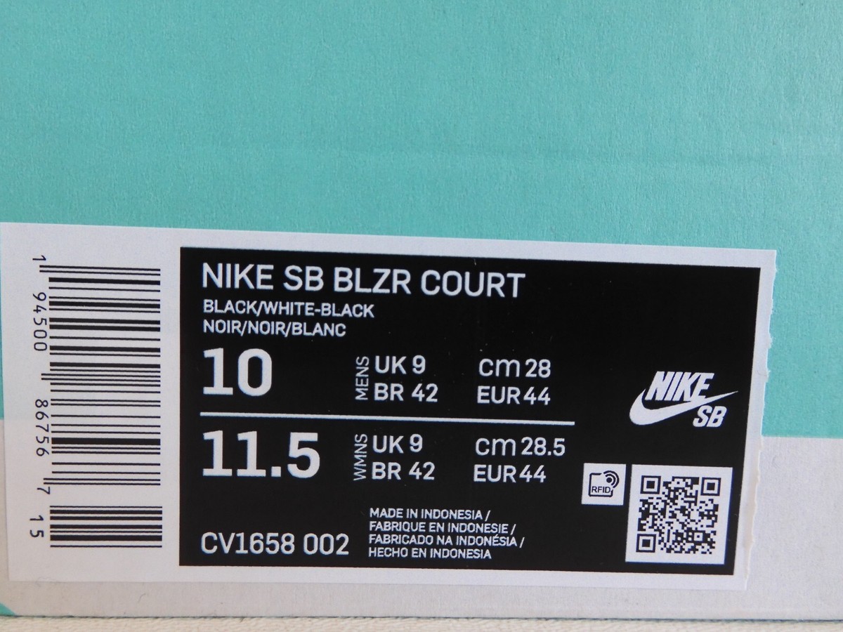 Nike Sb Blazer Court Black-White-Black Sz 10 [CV1658-002] | eBay