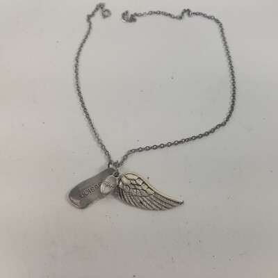 Passion Inspire Angel Wing Charm Necklace Pendants SIlver Tone 18''