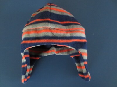 NEW Boy Girl Toddler Infant 18-24 month Fleece Orange Navy Blue Trapper Hat