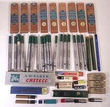 Vintage Lot of Drawing Pencil Leads Eagle A.W. Faber Castell Pentel  & Erasers