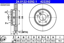 2 x ATE 24.0122-0292.1 Bremsscheibe f�r BMW,MINI