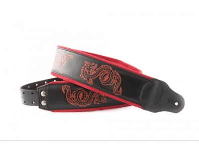 Righton! Whole Lotta Love Leather Guitar Strap; red dragon design