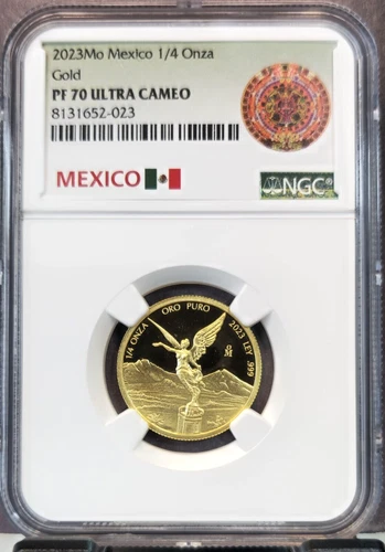 2023 MEXICO GOLD 1/4 ONZA LIBERTAD NGC PF 70 ULTRA CAMEO SCARCE GEM PERFECT