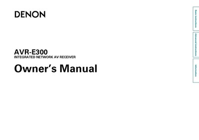 Denon AVR-E300 Receiver Amplifier Owners Manual