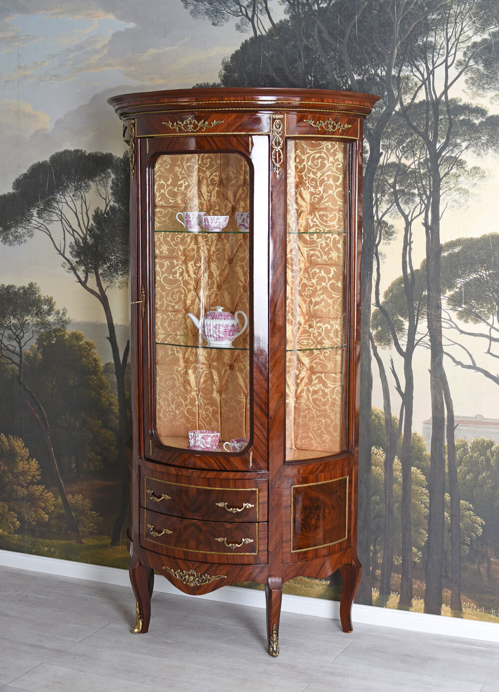 Display Case Baroque Semicircular Rococo Wood Antique Shelf eBay