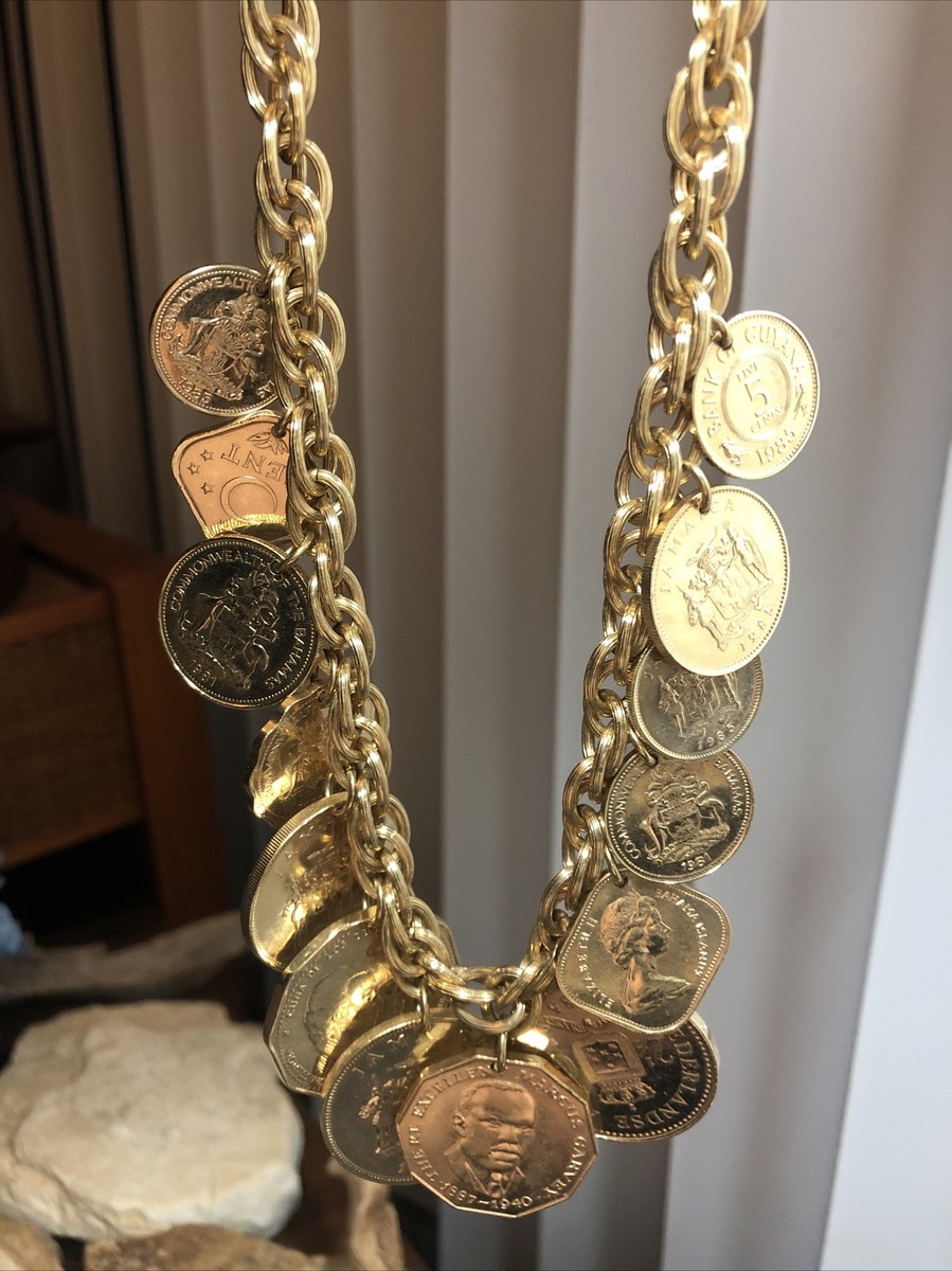 Vintage Gold tone Franklin Mint The Golden Caribbean 14 Coins