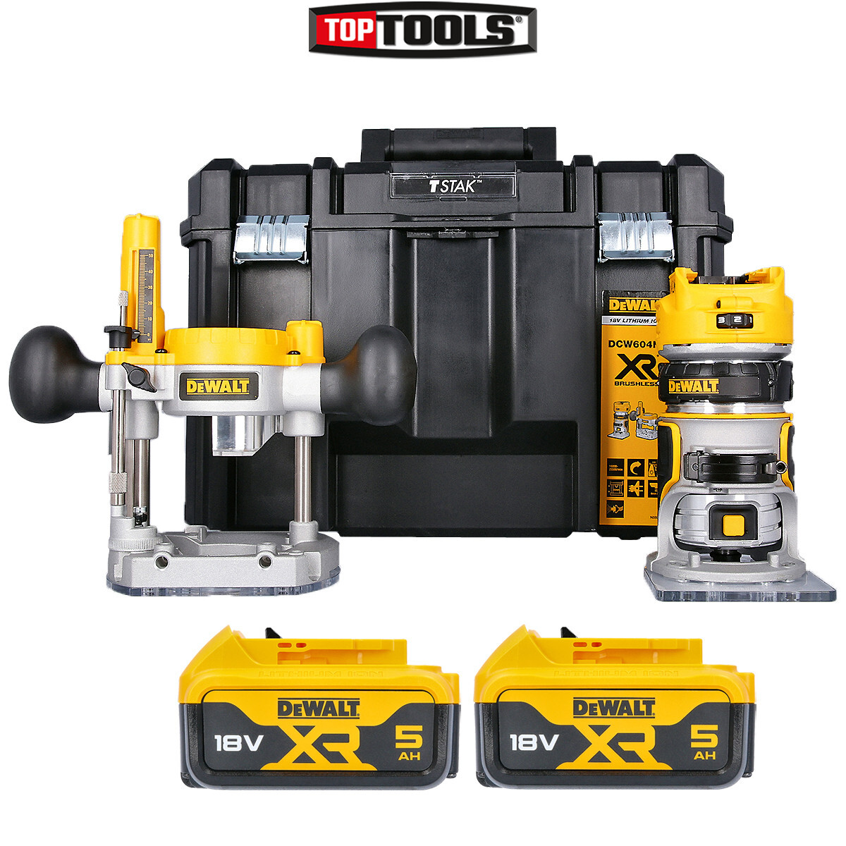 DeWalt DCW604P2 18V Brushless Router Trimmer + 2 x 5Ah Batteries Charger & case - Image 21