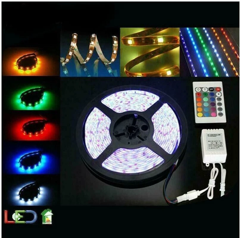 Striscia LED SMD 5050 RGB IP65 5 Metri con Alimentatore e Telecomando Inclusi - Immagine 4 di 4