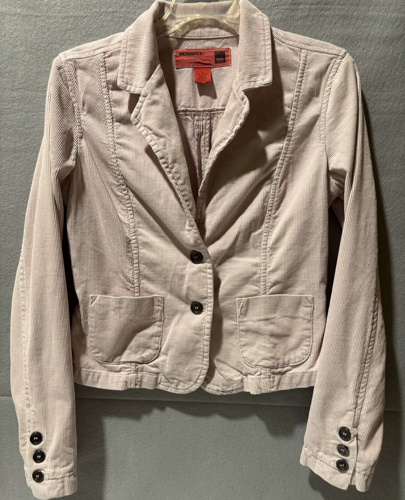 MOSSIMO Women's Medium Soft Pink 100% cotton corduroy sport jacket pockets 34