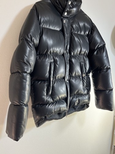 DSQUARED2 Leather Down Jacket Mens Size 42 Black Puffer Stylish Outerwear Authen - Picture 2 of 10