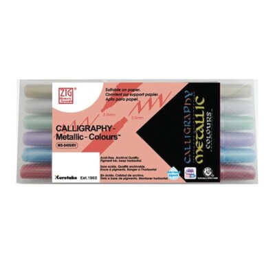 Zig MS-8400/6V Marker, 6 Count, Metallic Assorted
