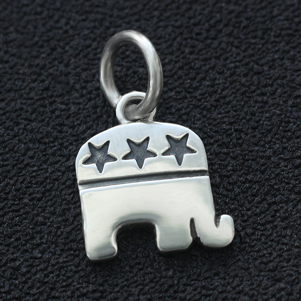 Republican Elephant Dangle Pendant Charm In 925 Sterling Silver Political Trump