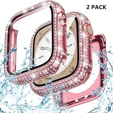 2Pack Screen Protector Case Bling Crystal Cover For Apple Watch 11 10 9 8 7 6 SE