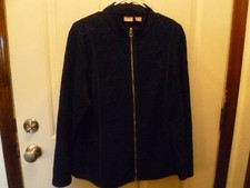 Womans Chicos Zenergy 3 16/18 Navy zip front long sleeve jacket lace design poly