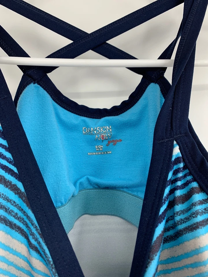 Mujer Danskin Yoga Cami Top con Sujetador Estante Talla Pequeña 1166 Rayas Azul Foto 2 de 4