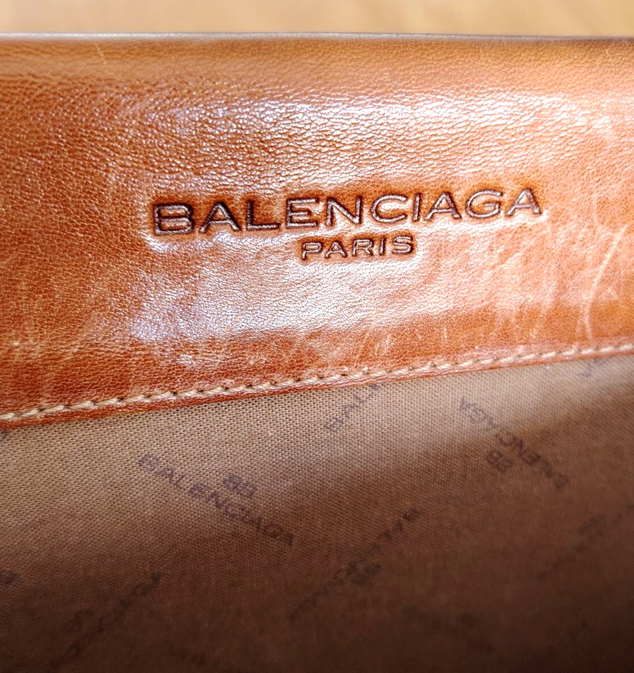 Rare Balenciaga Paris Briefcase Business Bag Brown Caramel Leather Vintage - Image 3 of 4