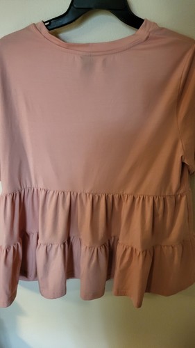 Emery Rose Women's Tops Blouse 2 Row Ruffle S Sleeve Size 1XL Peach 30 L 25 Acro - Picture 3 of 24
