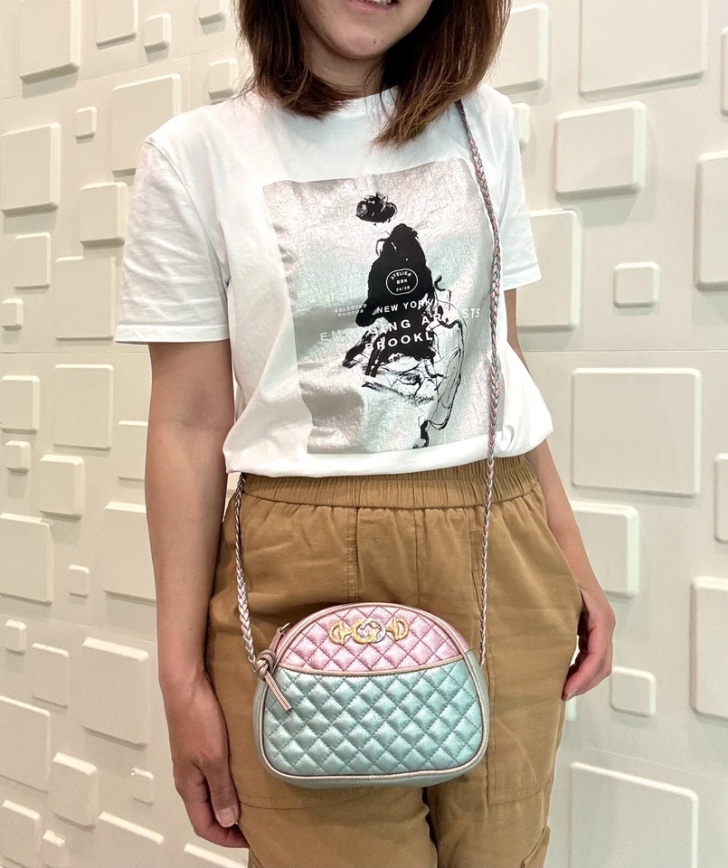 Authentic GUCCI Metallic Turquoise/Pink Mini Trapuntata Crossbody Shoulder Bag - Image 3 of 4