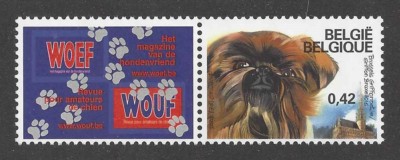 Art Full Body Study Postage Stamp BRUSSELS GRIFFON DOG Belgium 2002  2 x MNH