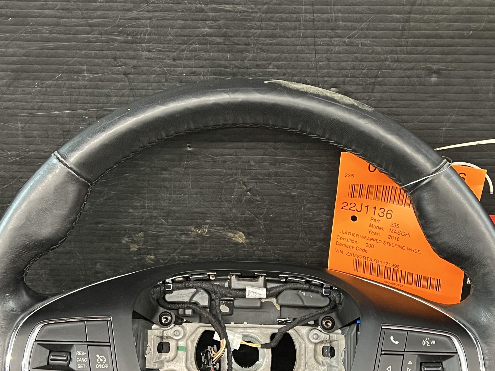 14-17 MASERATI GHIBLI LEATHER WRAPPED STEERING WHEEL W/ AUDIO & CRUISE CONTROLS