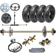 29" Go Kart Rear Axle Kit 6" Wheels 35 Sprocket Front Steering Assembly DIY ATV