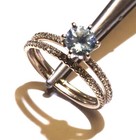 14k white gold .30ct diamond round blue topaz engagement wedding band set 2.4g 5 — photo 5