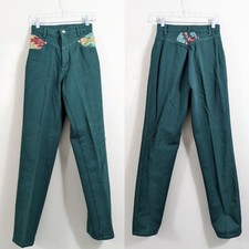 Green Denim Roper Jeans - High waisted 90s Vintage Country Western - southwest